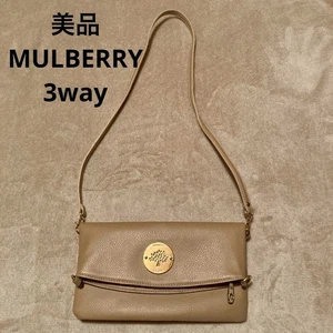 Mulberry 3-way shoulder bag leather light beige GENUINE LEATHER 373140 - Picture 1 of 10