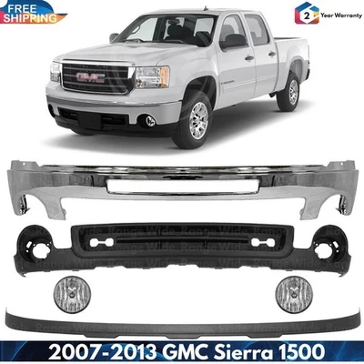 Front Bumper Chrome Steel & Lower Valance Kit For 2007-2013 GMC Sierra 1500 Foto 1 de 4