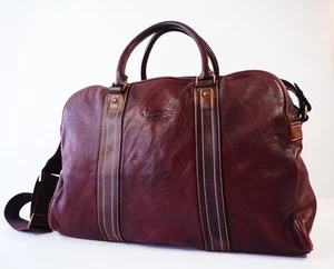 Paul Smith Bag Dip Dyed Dark Burgundy Leather Large Holdall Weekend Duffle - Picture 1 of 24