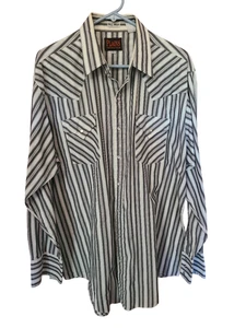 Plains Western Wear Tall Man Pearl Snap Long Sleeve Shirt Plaid Men's XLT Stripe - Picture 1 of 5