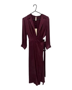 New BEC AND BRIDGE Women's Purple Midi Wrap Dress Size 10 - 100% Silk - Picture 1 of 5