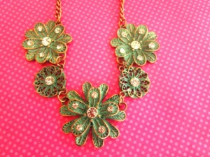 Collar flor cobre turquesa vintage - Imagen 1 de 3