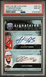 * POP 2 * DUAL AUTO Patrick Kane Jonathan Toews 2007 Be A Player PSA 8 Signature - Picture 1 of 2
