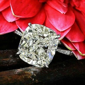 2Ct Cushion Cut Lab Created Diamond Engagement WeddingRing 14K White Gold Plated - Picture 1 of 12