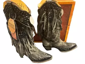 Corral Goat Overlay Studs & Fringes A3619 New Womens Western Cowboy Boots Sz 7 - Picture 1 of 9