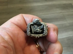 Sterling Silver Bradford Exchange "God Bless America" Biker Ring Size 12, WOW! - Picture 1 of 19