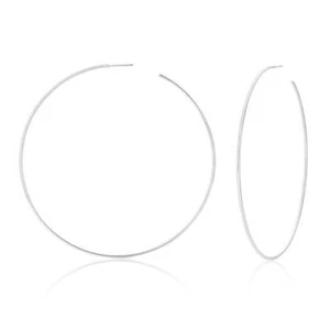 Sterling Silver 80mm Stud Back Hoops - Picture 1 of 2