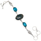 Moss Agate Swiss Blue Quartz Gemstone 925 Silver Jewelry Bracelet 7-8''