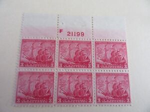 Sc#736 Maryland Tercentenary Top Plate Block of 6 Stamps MNH (CV $9.50) 1934 #1