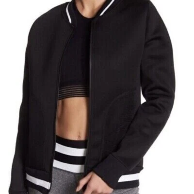 NWT! C&C California Black Scuba Bomber Jacket Zip Up Mesh Pockets Varsity Medium - Image 1 of 4