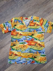 Disney Lion King Scrub Top Size XS Small Pumba, Timon, Samba, & Nala - Picture 1 of 2