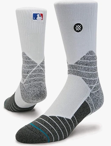 Men's MLB Baseball Diamond Pro Primary Crew White Calf Socks - Size Large Cover