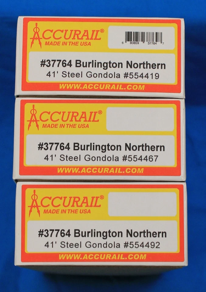 Accurail HO #37764 (3Pck) AAR 41' Steel Gondola 3-Pack - Kit Burlington North
