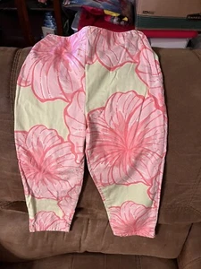 Vintage Little Girls Lilly Pulitzer Pink Green 4 Pants 88189 Side Zip - Picture 1 of 5