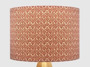 Orange Beige Geo Fabric Handmade Drum Lampshade / Lightshade Lamp or Ceiling UK - Picture 1 of 10