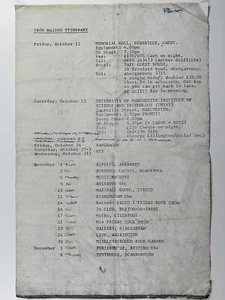 Iron Maiden Sampson Parsons Itinerary Frühe Days Oktober 1979 - Dezember 1979 - Picture 1 of 16