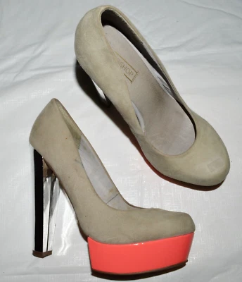 TOPSHOP PUNTAL TALLA 9,5 M 40 GAMUZA 6" METALIZADO PLATA TACONES PLATAFORMA BOMBAS Foto 1 de 4