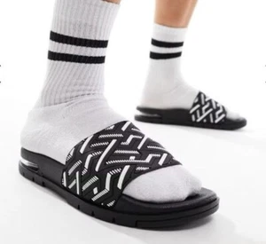 River Island Mens Sliders Black Geometric Print Bubble UK 8 Black - Picture 1 of 3