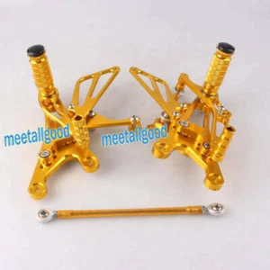 Rearset Footrest Footpegs Foot Pegs Shift Fit Yamaha YZF R1 2004-2006 Gold motor - Picture 1 of 6