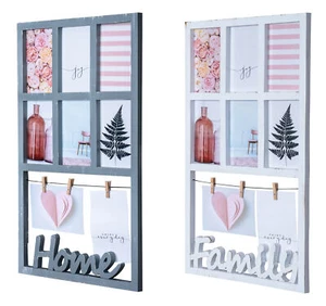 Bilderrahmen H56cm 6 Fotos Klammer Schriftzug Shabby Chic Fotorahmen Collage - Bild 1 von 13