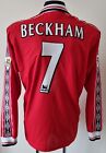 Manchester United 1998 - 2000 Home Umbro maillot manches longues #7 Beckham taille XL