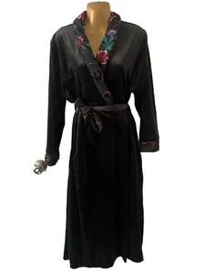 Bata Kimono Vintage Secret Treasures Terciopelo Burnout Tono Joya Floral Negra Talla S - Imagen 1 de 9