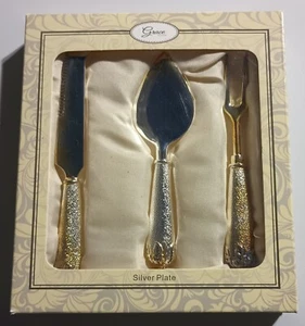 Grace Silver Plate Set di Utensili per Formaggio 3 Pezzi - Foto 1 di 17