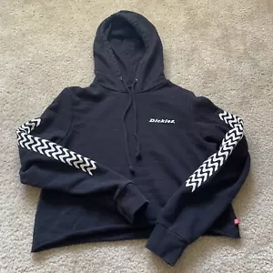 Dickies Hoodie Black Checker Print Sweatshirt Size MED Crop - Picture 1 of 5