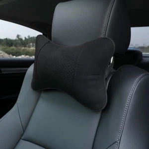 Car Neck Pillow, Soft Suede Leather Car Headrest for Driving with Adjustable Str - Picture 1 of 7