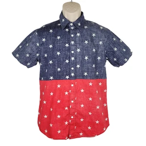 Ocean Current USA Button Up Shirt Mens Small Stars Red Blue White Patriotic S - Picture 1 of 7