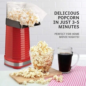 Hot Air Red Popcorn Maker Machine No Oil Needed Cup & Lid - Picture 1 of 7