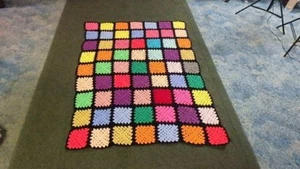 Beautiful Vintage Granny Square Multi-Color Afghan 57" x 43.5" Perfect condition - Picture 1 of 4