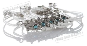 5 Kordelarmband WEISS gegen HAMSA Kabbala Schmuck Glücksbringer - Bild 1 von 2