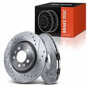 Front Drilled & Slotted Brake Rotors for Volkswagen Jetta 1999-2009 Golf Jetta - Picture 1 of 8