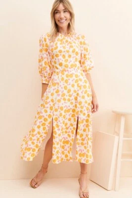 Keepsake Dissolve Midi Dress Yellow Ivory M Grandmacore Floral Flowy Feminine - Image 1 of 4