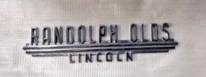 RANDOLPH OLDS LINCOLN - METALL AUTOHAUS EMBLEM ABZEICHEN - VINTAGE - Bild 1 von 2