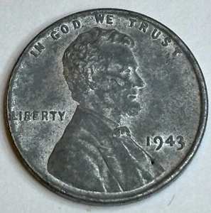 1943 Steel Wheat Wartime Penny No Mint Mark Very Fine Grade - Picture 1 of 2