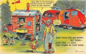 Camping Trailers Ray Walters Comic "Take It Easy" Hillbillies Vintage Postcard - Picture 1 of 2