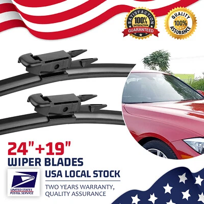 24"+19" Bracketless Windshield Wiper Blade Front For BMW 323i 2009-2011 — 第 1/4 张图片