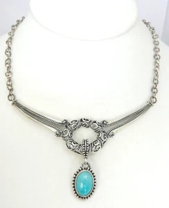 Gorgeous Carolyn Pollack Sterling Southwest Peruvian Amazonite Pendant Charm - Picture 1 of 8