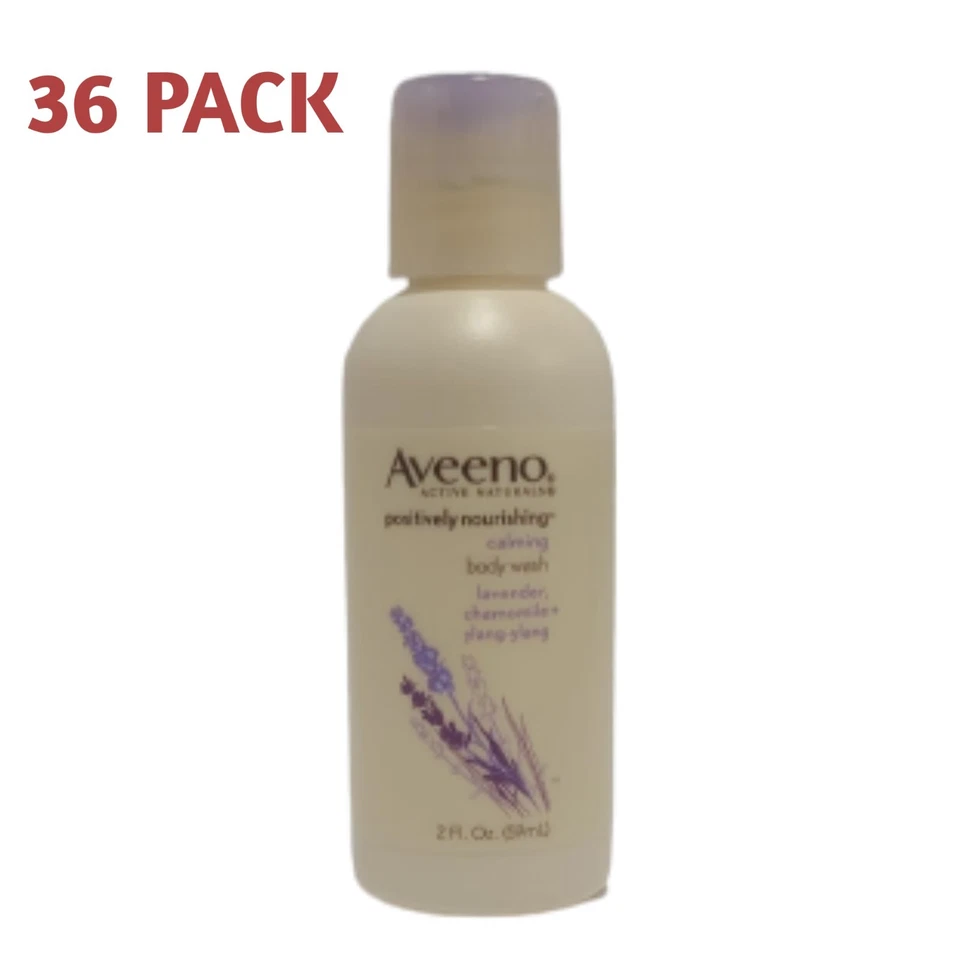36 PACK Aveeno Positively Nourishing Calming Lavender Body Wash Travel Size 2oz - Image 1 of 1