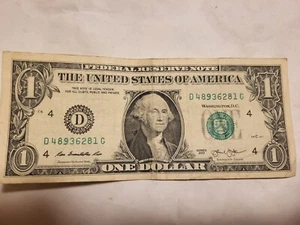 $1 Dollar Bill Note Over Inked Serial Number #9 with UNIQUE CREASE Error - Picture 1 of 4