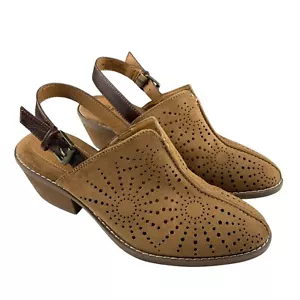 Eurosoft by Sofft Women's Tulip Mules 8 M Tan Faux Suede Block Heel Slingback - Picture 1 of 12