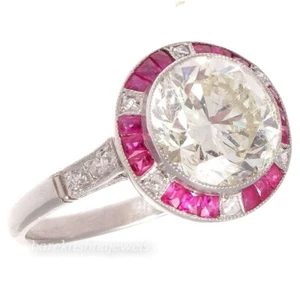 Lab-Created 3.50CT Round Cut Diamond Vintage Halo Ring 925 Sterling Silver - Bild 1 von 5