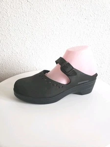 Mephisto Black Mary Jane Mule Leather Wedge Clog Shoes EU 39 Womens 8 -8.5 M  - Picture 1 of 16