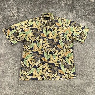 Camisa Hawaiana Croft Barrow De Colección Para Hombres Grande L Negra Amarilla Estampado Floral Abotonada Foto 1 de 4