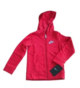 Nike Kids Sportswear Club Fleece Full Zip Hoodie Size 4 Red 86F321-U10 NWT - Picture 1 of 3