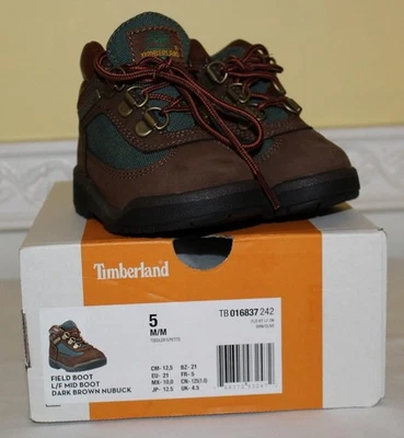 BOTAS DE CUERO NOBUCK MARRÓN OSCURO TIMBERLAND Field Mid Boot INFANT TODDLER TALLA 5 Foto 1 de 4