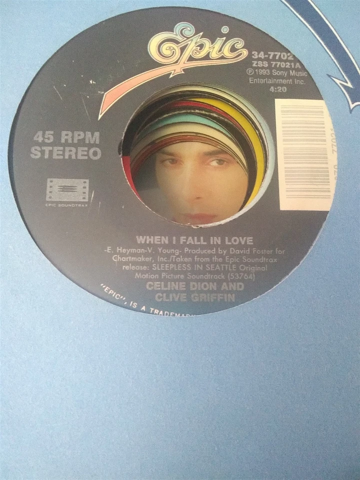 Celine Dion & Clive Griffin, When I Fall In Love ~ 1993 Epic 45 +sleeve, JS Foto 1 de 1