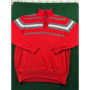 Maglione pullover PRONTI Collection By Phita uomo rosso a righe quarto zip XXLT - Foto 1 di 6